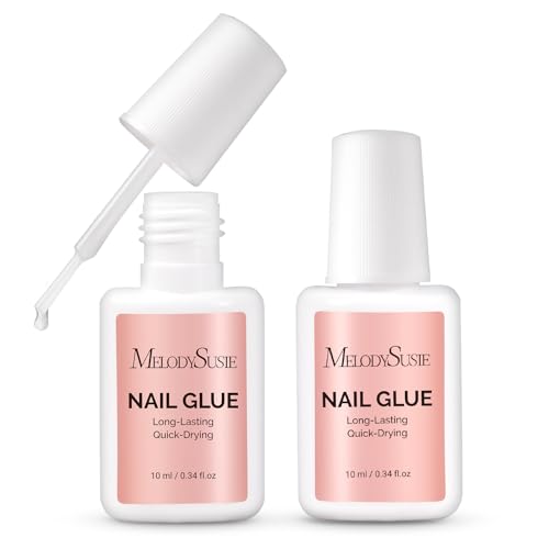Melodysusie Super Strong Brush-On Nail Glue for Press On Nails, 10ml, 2PCS - size: 10ml*2
