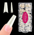 krofaue Natural Acrylic Nail Tips Square - Half Cover Coffin False Nails - color: Natural Square Coffin Half Cover