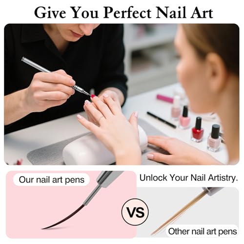 8pcs Metallic Nail Art Liner Brush Set – Fine Detail & Long Line UV Gel Painting Pens (Silver Non-Slip Handles)