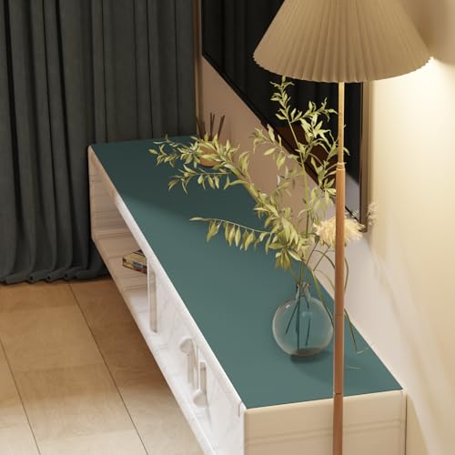 Leather Desk Mat,1.8mm Thick,16x60 Inch Desk Cover,Desk Protector Mat,Dresser Cover Top,Faux Leather Table Cover,Side Table Cover,Office Desk Cover,Office Table Cover(Aqua Blue+Gray,16x60) - color: Aqua Blue+gray, size: 16" × 60"