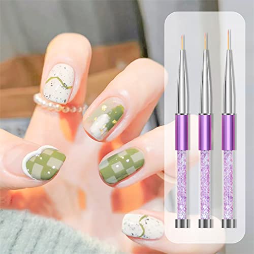 WOKOTO 6PCS Purple Nail Liner Brush For Nails Fine Line Nail Art Brushes 5mm 7mm 9mm 11mm 13mm 19mm Nail Polish Detail Brushes Painting Pens Gel Liner Brushes For Nail Art Detail Painting Brush
