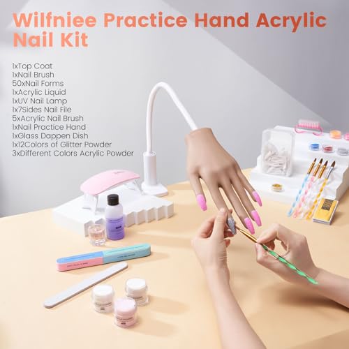 Practice Nail Hand with Acrylic Nail Kit for Beginners Practice Extensions - color: White- Silicone Nail Hand Kit