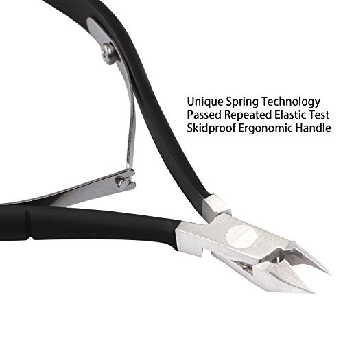 Ejiubas Cuticle Trimmer with Cuticle Pusher, Sharp Efficient Cutting, Black - color: Cuticle Nipper & Pusher