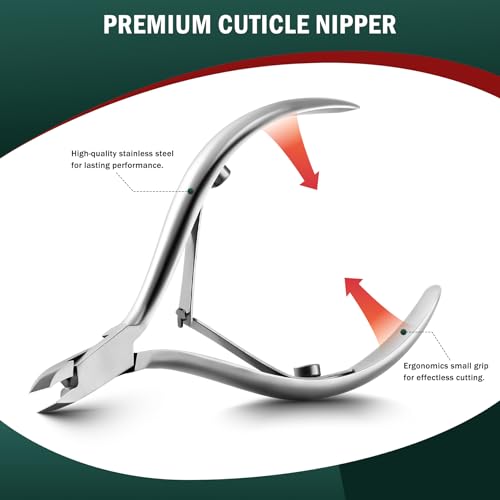 FVION Cuticle Clippers - Precision Cuticle Cutter, Extremely Sharp Cuticle Scissors, Stainless Steel Nail Cuticle Remover, Cuticle Nipper, and Professional Manicure Tool (4mm Jaw) - color: Silver
