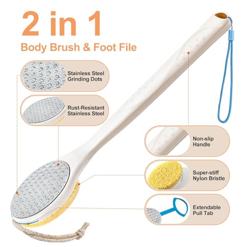 Extendable Foot Brush & Shower Foot Scrubber, Long Bath Brush