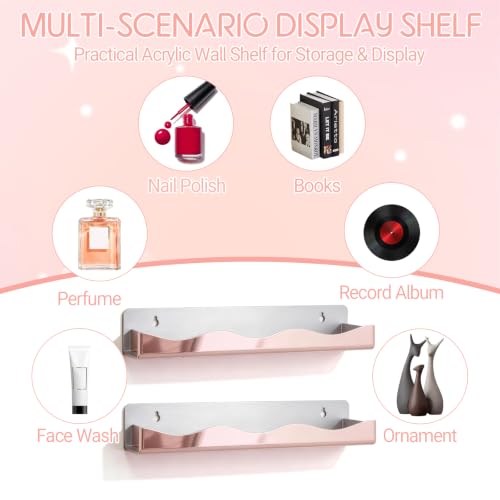 15" Nail Polish Wall Rack 6 Pack, Wall Mounted Organizer Holds 66+ Bottles - color: Rose Gold-polished