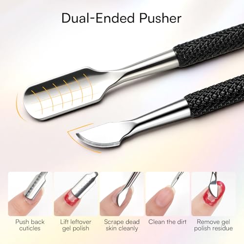 Makartt 7mm Black Sharp Cuticle Nipper and Pusher Set, Stainless Steel - color: Black