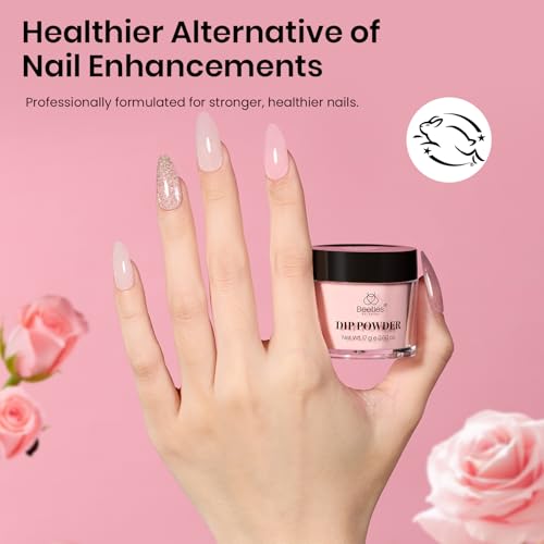 Beetles Dip Powder Nail Kit, 4 Colors Nude White Pink Glitter - color: 0-0-Blush Champagne