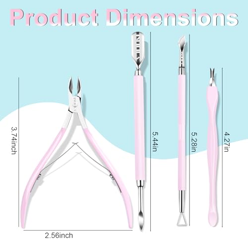 NXJ INFILILA Cuticle Remover Kit 4Pcs,Cuticle Trimmer & Pusher,Scraper - size: Pink Cuticle Tools-4pcs