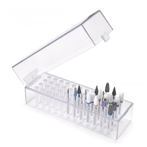 Nail Drill Bits Holder 48 Holes Drill Bits Organizer Case Clear