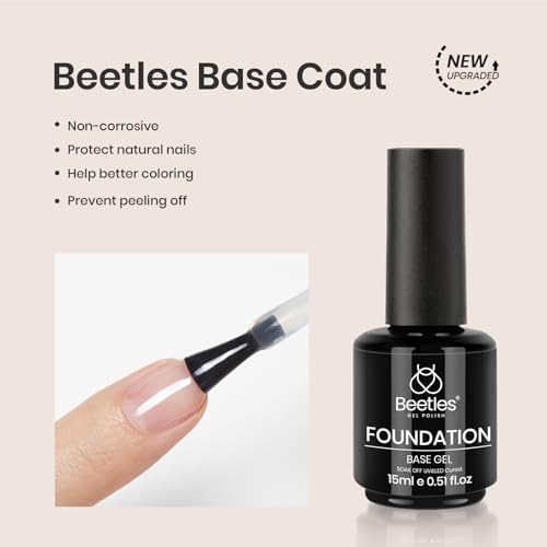 Beetles Gel Base and Top Coat Set 2Pcs 15ml Soak Off Nail Polish - color: G-Clear-2
