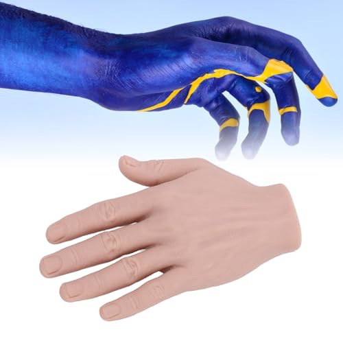 Silicone Male Hand Model, Reusable Silicone Artificial Hand Model for Festival Props Painting Practice, Silicone Tattoo Practice Hand for Experienced Tattoo Artists and Beginners - size: Left Hand