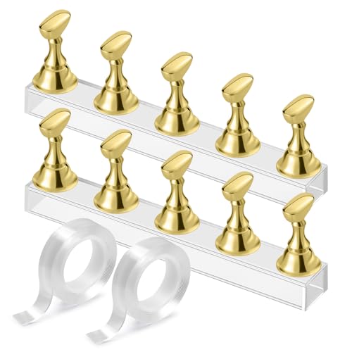 Nail Stand Magnetic Nail Holder for Painting Nails Nail Stands for Press-On - color: Gold