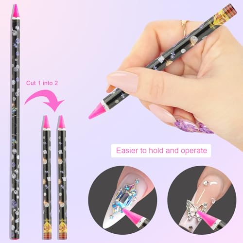 Fcozpjk Wax Pencil for Rhinestones With Tray Long Gems Picker Pencil 10PCS - size: L