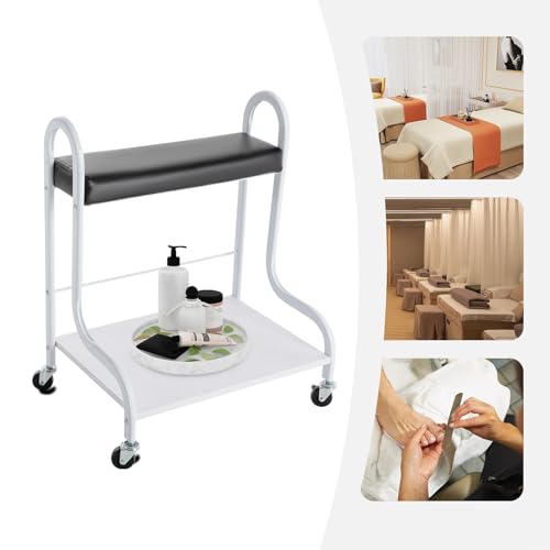 Pedicure Chair for Nail Tech Beauty Salon Nail or Foot Bath Spa Manicure Foot Rest with Wheels Portable Trolley Cart for Pedicure Manicure Funiture Massage (Black, White) - color: Black, White