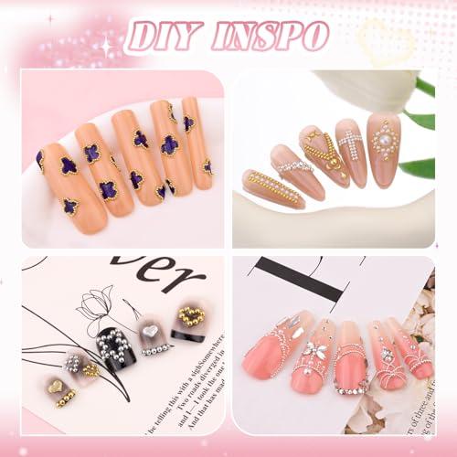 1-3MM Small Nail Beads Metal Caviar Beads Silver Gold Nail Charms and Gems - color: 12 Small Silver and Gold Nail Beads