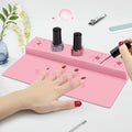 Nail Polish Holder, 2 in 1 Silicone Hand Rest Mat Set - Pink - color: Pink