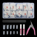 Abodhu Acrylic Natural Nail Tips Kit 500 Pcs French Tip Nails Set