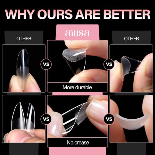 AILLSA Medium Stiletto Nail Tips 120PCS Half Matte Nail Extensions