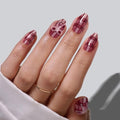 SHANGMENG Press on Nails, Almond Short Red Plaid with 3D Bow Fake Nails - color: Library Glow