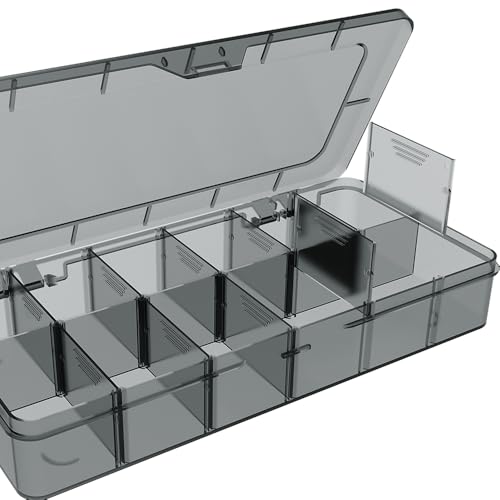 SRNYJAO Plastic Organizer Box,Clear Tackle Box Organizer Compartment - color: gray, size: 12 Grids