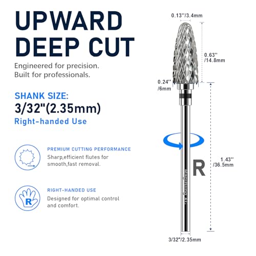 XC Super Cut Flame Nail Drill Bit, 3/32", Right-Handed Use - size: Extra Coarse