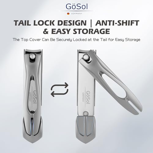 Nail Clippers Anti Splash Fingernail Cutter, Carbon Steel, Sharp Blades - color: Silvery