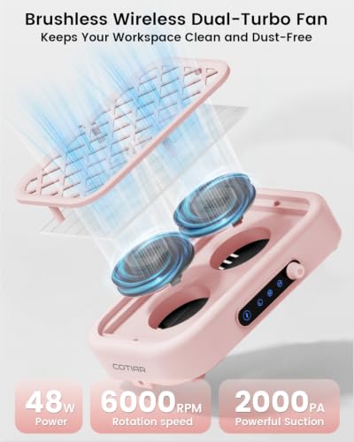 Nail Dust Collector Cordless, 6000RPM Dust Collector Nail Tech Pink - color: Pink