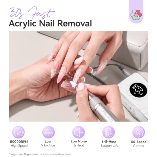 SAVILAND 30S Fast Removal Electric Nail Drills 50000 RPM for Acrylic Nails - color: Shine