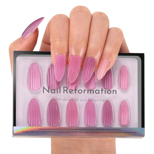Nail Reformation Lavender Luster Press On Nails, Medium Almond, 30 Pcs - color: Lavender Luster