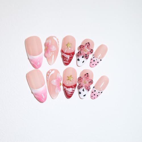 Handmade Medium Almond French Press On Nails,Reusable&Salon Quality(910, M) - color: 25910, size: M
