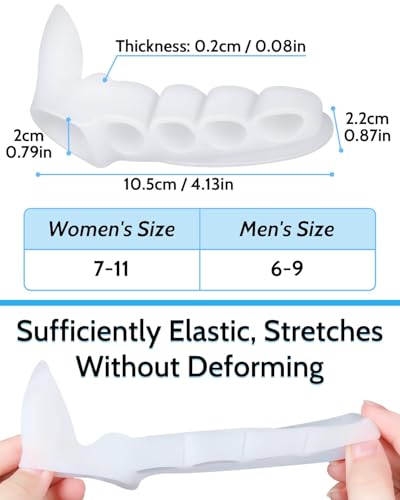 PGRODE 4PC Silicone Toe Separators Spacers for Women and Men Bunion Protector, Overlapping Toe Corrector Toe Alignment, Foot Pain Relief, Reduces Friction, Day and Night Use