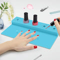 Nail Polish Holder, 2 in 1 Silicone Hand Rest Mat Set - Blue - color: Blue