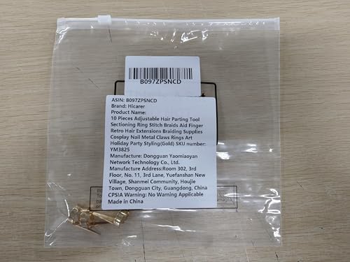 Hicarer 10 Pcs Adjustable Finger Claw Hair Parting Braid Ring Halloween Cos - color: Gold