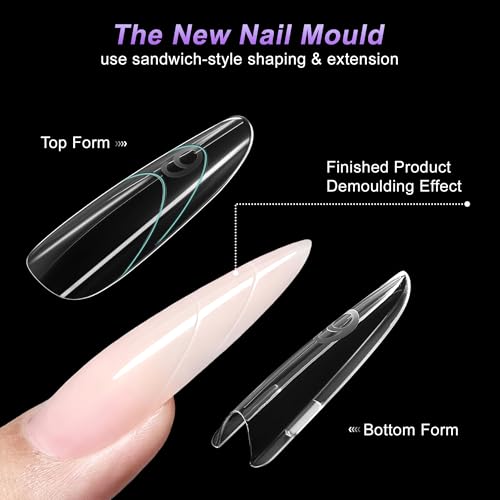 VOCOSTE 240Pcs Sandwich Dual Nail Forms, Almond Shape, Reusable