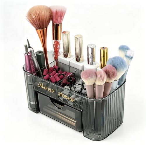 BQAN Clear Acrylic Nail Organizer with Drawer for Nail Tools Storage Black - color: Black