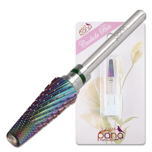PANA 5-in-1 Pro Upgraded Multi-Function Drill Bit 3/32" Shank Size - (Rainbow, 2X Coarse to 2X Fine) - Mix Size Tungsten Drill Bit Fast Remove Acrylic Hard Gel Nail for Manicure Pedicure - color: Rainbow, size: Pro Upgraded