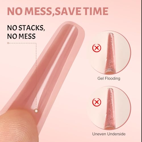 JEWHITENY 280 PCS Sandwich Nails Dual Forms:Long Coffin Reusable Nail Forms with Guide Lines,14 Sizes Nail Mold for Nails Extension,Salon & Home DIY Nail Art Tools - color: Long Coffin-SMZ-01