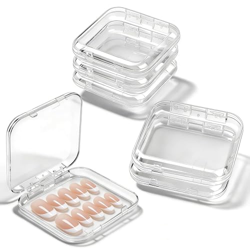 6 Pcs Press On Nail Packaging Storage Box, Clear Acrylic