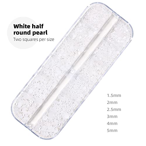 Nail Flatback Pearls White Nail Art Pearls AB Color Nail Pearls for Nail Art DIY Jewelry Pearls for Nails,with Pickup Pen and Tweezer Pearl Nail Gems Nail Art Pearls Mini Decoration Accessories Kit - color: Flatback Pearls