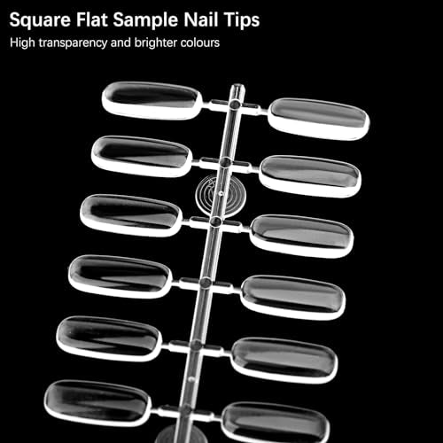 360PCS Flat Square Nail Tips for Nail Color Display Book, Color Display Chart Nail Display Card for Colorful Nail Polish DIY Training Practicing Displaying (Transparent)