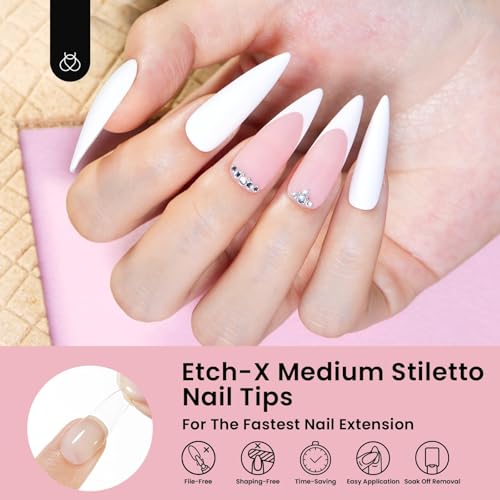 Beetles Gel Nail Tips Etch-X, Stiletto Medium, 576Pcs 12 Sizes