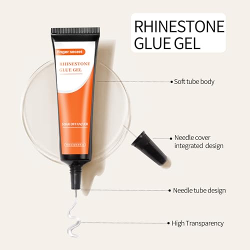 Rhinestone Glue 2-Pack – 10g Sculpting Gel + 17g Precision Filler Gel, UV/LED Nail Glue for 3D Nail Art, Nail Charms & Gap Filling, Not for Extension - color: F-Rhinestones glue set, (10g+17g)