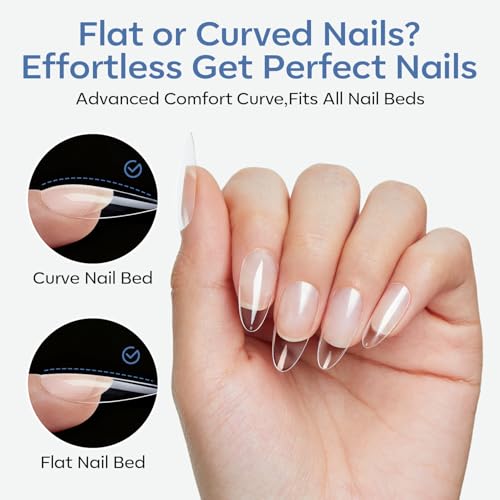 Modelones Medium Almond Nail Tips 360pcs Pre-shaped Full Cover False Nails - color: A4-Medium Almond-Clear