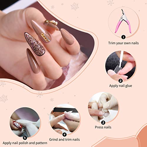Abodhu Acrylic Natural Nail Tips Kit 500 Pcs French Tip Nails Set