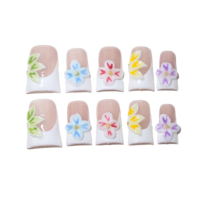 Handmade Duck French Press On Nails | Reusable & Salon Quality (25102, S) - color: 25102, size: S