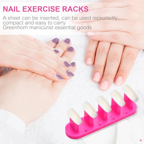 3PCS Nail Stand Nail Practice Display Board Nails Display Practice False Nail Art Tips Practice Display Stand Tool Nail Training Tools Plastic Stand with 110PCS Tips (Rose Red) - color: Rose Red