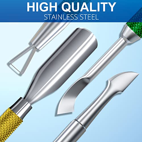 2PCS Yellow-Green Gradient Cuticle Pusher Tool and Scraper Nail Pusher - color: Yellow-Green Gradient