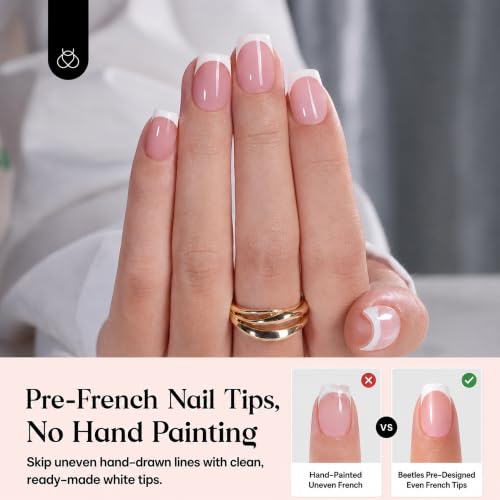 Beetles French Tips Press On Nails - Short Square 150 Pcs - color: 01 - Pink French - S