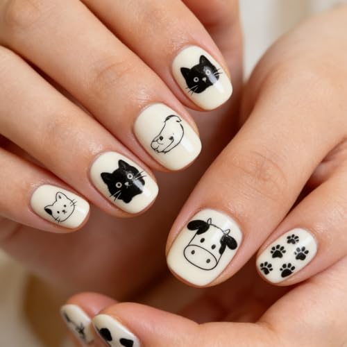 3Pcs Cute Animals Nail Stamping Plate Set Cat Puppy Butterfly Nail Stamp Templates Zebra Cow Texture Metal Reusable Tools with Stamper Scraper for Manicure Printing - color: Animal Pattern